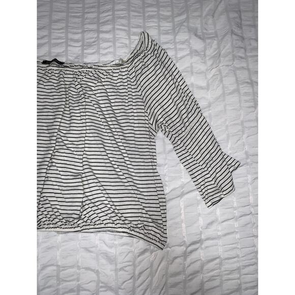 Hippie Chic Women’s Off-the-Shoulder Striped Peasant Top Cropped 3X - Picture 3 of 6